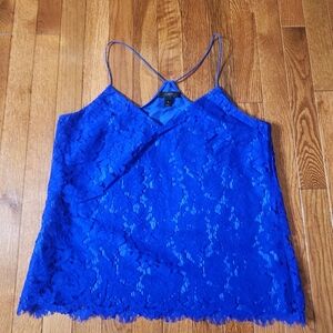 Floral Lace Top Cami J Crew V Neck Blue Scallop Hem Feminine